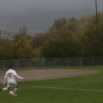 Graycen Kennedy kicks a free kick in extra time.